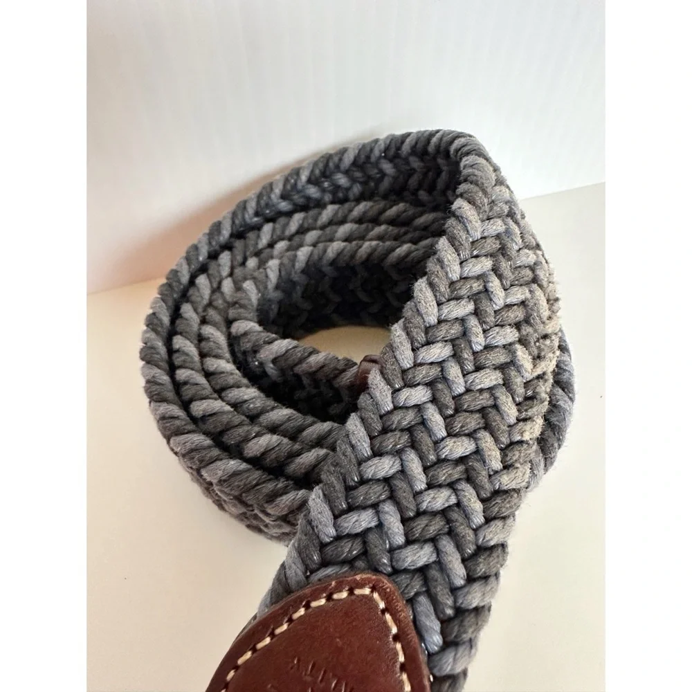 Fossil Mens Braided Belt Blue With Brown Leather Accents Size 85/34 Preppy